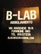 Biglietto da visita "B-LAB Abbigliamento" con indirizzo e contatto email.