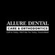 "Allure Dental Care & Orthodontics logo with guarantee message in white on black background."