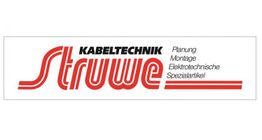 Logo mit Text: "Kabeltechnik Struwe", Planung, Montage, Elektrotechnische Spezialartikel.