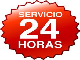 Sello rojo con el texto "Servicio 24 Horas" en blanco.