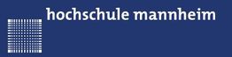 Logo der Hochschule Mannheim auf dunkelblauem Hintergrund.