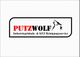 Logo von Putzwolf, Reinigungsservice mit Wolf-Abbildung im schwarzen Rahmen.