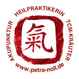 Rotes Logo mit chinesischem Zeichen, Text "Heilpraktikerin, Akupunktur, TCM-Kräuter".