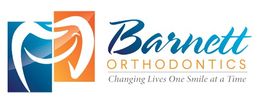 Barnett Orthodontics logo with stylized tooth and slogan "Changing Lives One Smile at a Time."