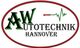 Logo von AW Autotechnik Hannover mit rotem Rand und grünem Herzfrequenzsymbol.