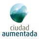 Logo con esfera verde-azul y texto "ciudad aumentada" en letras grises y azules.