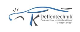 Logo mit stilisiertem Auto, Text: "TK Dellentechnik, Park- und Hagelschadenbeseitigung, Mobiler Service".