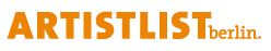 "Logo mit dem Text 'ARTISTLIST berlin' in orange Schrift auf weißem Hintergrund."