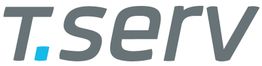 Logo mit Text "T.serv" in grauer Schrift, mit blauem Punkt nach dem "T".