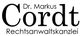 Text: "Dr. Markus Cordt, Rechtsanwaltskanzlei" in schwarz auf weißem Hintergrund.