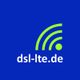 Logo mit grünem WLAN-Symbol und Schrift "dsl-lte.de" auf blauem Hintergrund.