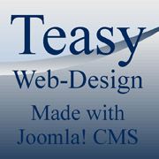 Teasy Web-Design, erstellt mit Joomla! CMS, blauer Verlaufshintergrund.