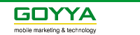 Logo mit grünem Text "GOYYA", darunter "mobile marketing & technology" in Schwarz.