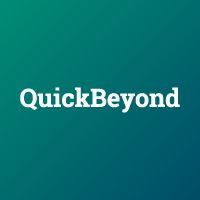 "QuickBeyond logo on a gradient teal background."