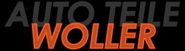 Schwarzer Hintergrund mit Schriftzug: "AUTO TEILE" in grau und "WOLLER" in orange.