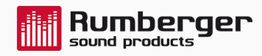 Logo von Rumberger Sound Products mit rotem Symbol und weißen Tonbalken.