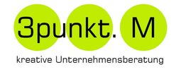 Logo: "3punkt.M" in Schwarz auf grünen Kreisen, darunter "kreative Unternehmensberatung".