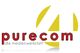 Rotes "purecom"-Logo vor gelbem Viertelkreis, darunter "die medienwerkstatt" in kleiner Schrift.
