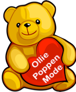 Beer met een rood hart met de tekst "Ollie Poppen Mode" erop.