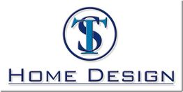 Logo mit den Buchstaben T und S in Blau. Darunter steht "Home Design" in blauer Schrift.