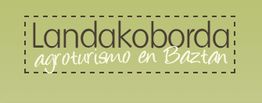 Texto: "Landakoborda, agroturismo en Baztan" en fondo verde claro.
