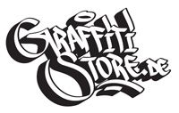 Graffiti-Logo mit dem Text "GraffitiStore.de" in schwarz-weißem Stil.