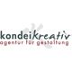 Logo von "kondeikreativ", einer Agentur für Gestaltung, in grauer und roter Schrift.