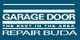 "Logo: Garage Door Repair Buda - The Best in the Area on blue background."