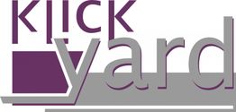 Logo mit den Worten "Klickyard" in lila und grau.