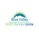 Blue Valley logo with sunburst and house silhouette, tagline: "Blue is the New Green."