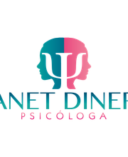 Logo de psicóloga con dos perfiles y símbolo de psicología en el centro. Texto: "Anet Diner".