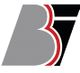 Logo mit Buchstaben "BT" in Grau und Schwarz, mit roten Konturen.