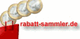 Vier Münzen fallen in eine rote Tasche, daneben steht "rabatt-sammler.de" in roter Schrift.