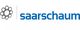 Logo mit grauem Kreissymbol und dem blauen Schriftzug "saarschaum".