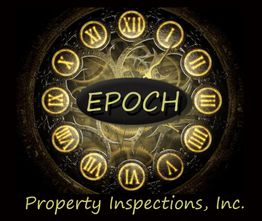 Clock design with "EPOCH" at center; text reads "Property Inspections, Inc." below.