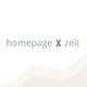 Text: „homepage × zeit“ auf weißem Hintergrund.