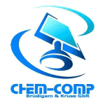 Blaues Computermonitor-Logo mit Schriftzug "Chem-Comp Brüggemann & Kruse GbR".
