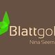 Logo mit grünem Blatt und Schriftzug "Blattgold Nina Seemann" auf braunem Hintergrund.