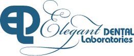 Elegant Dental Laboratories logo with stylized initials and cursive text.