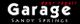 "Logo with 'Garage Door Repair Sandy Springs' in bold on a black background."