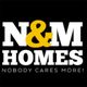 N&M Homes logo with the slogan "Nobody Cares More!" on a black background.