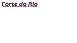 Logo da Forte do Rio com texto sobre vidraçaria, serralheria e redes de proteção.
