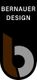 Logo von Bernauer Design mit stilisiertem "b" in Braun und Grau auf schwarzem Hintergrund.