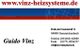 Visitenkarte von Guido Vinz mit Kontaktinformationen und Webseite vinz-heizsysteme.de.