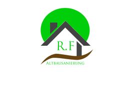Hauslogo mit grünem Kreis, Initialen R.F, Text "Altbausanierung".