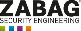 "ZABAG Security Engineering Logo mit bunten Balken darunter."