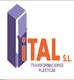 Logo de ITAL S.L., Transformaciones Plásticas, con diseño geométrico en morado y naranja.
