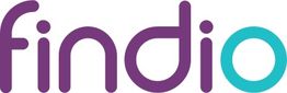 Logo van Findio in paarse en turquoise letters op een witte achtergrond.