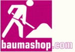 Piktogramm einer schaufelnden Person mit "baumashop.com" Text.