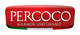 Logo von Percoco Marmor und Granit, rot mit italienischen Flaggenfarben unten.